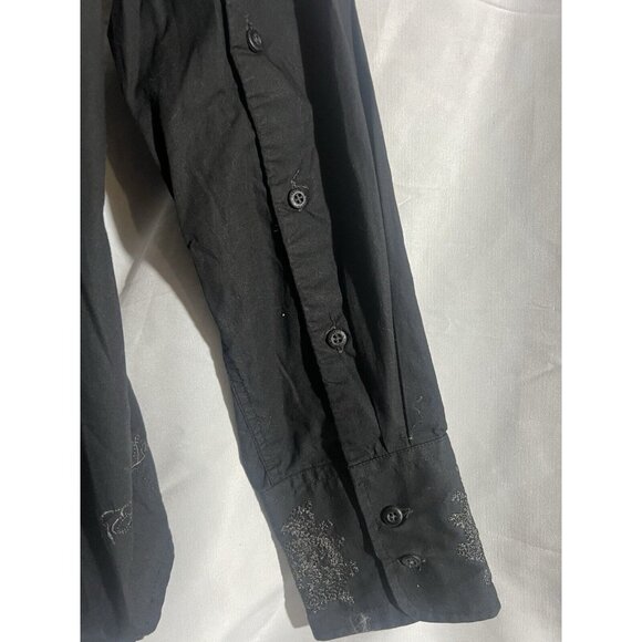 English Laundry Mens Black Shirt L Button Up Embroidered Christopher Wicks M23 - Picture 9 of 14